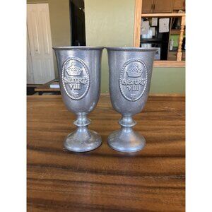 Set of 2 Vintage Henry VIII Goblets/Medieval Metal Wine Glasses Pewter (?)